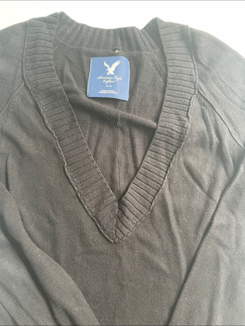 American Eagle Outfitters Black V-Neck Knit Sweater